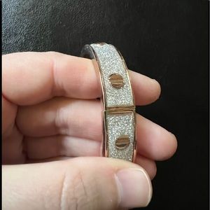 Silver & rose gold sparkly bangle